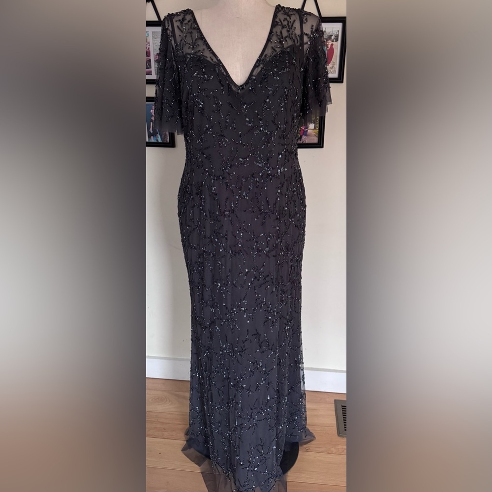 Cameron Blake Charcoal Sequence Dress! Stunning F… - image 1